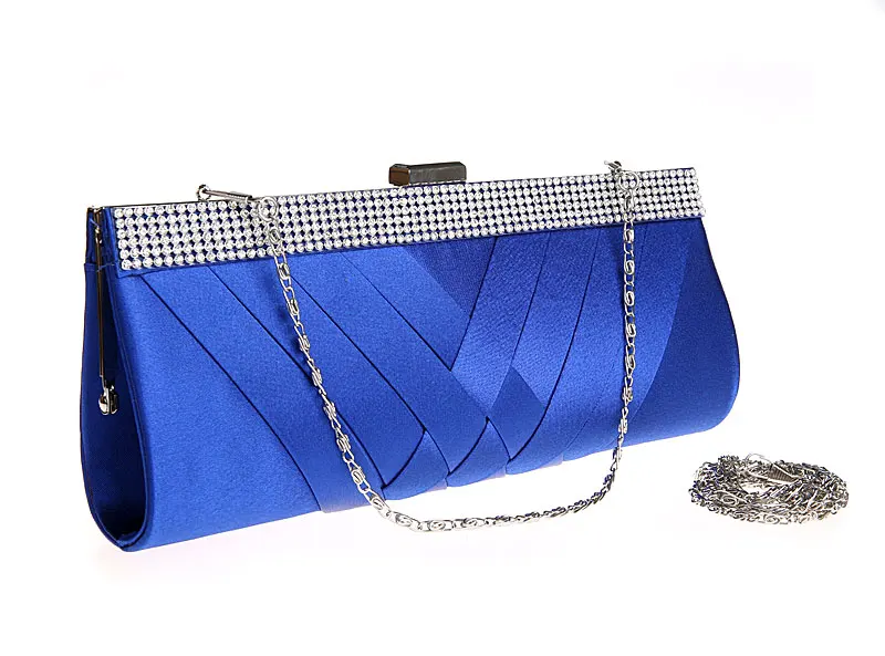 Синий китайский Для женщин атласная Rhinestone Сумочка для торжеств вечерние вечерняя сумочка; BS010 с плеча цепь кошелек косметичка 03885-M