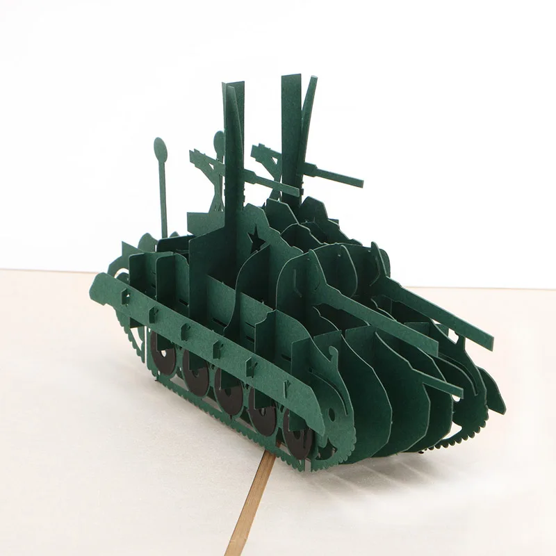  3D Pop Up Tank Greeting Card Postcard Valentines Christmas Birthday Invitation - 32815921079