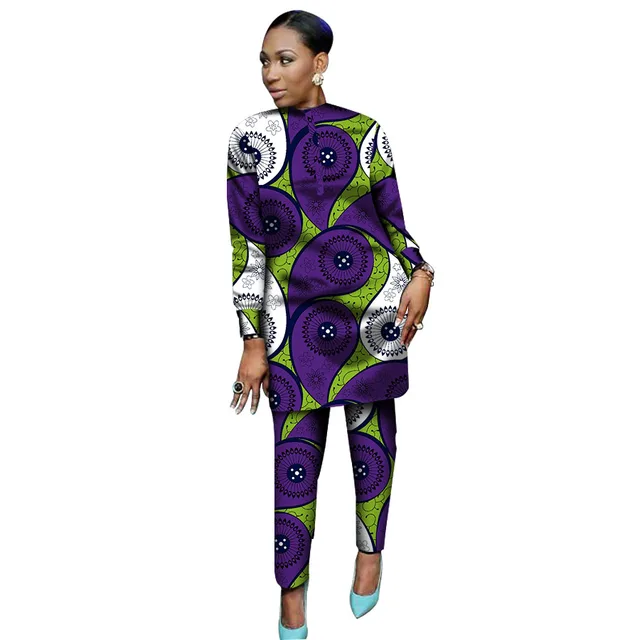 African Long Sleeve Tops and Pants SetWomen Suits 2Piece Sets African