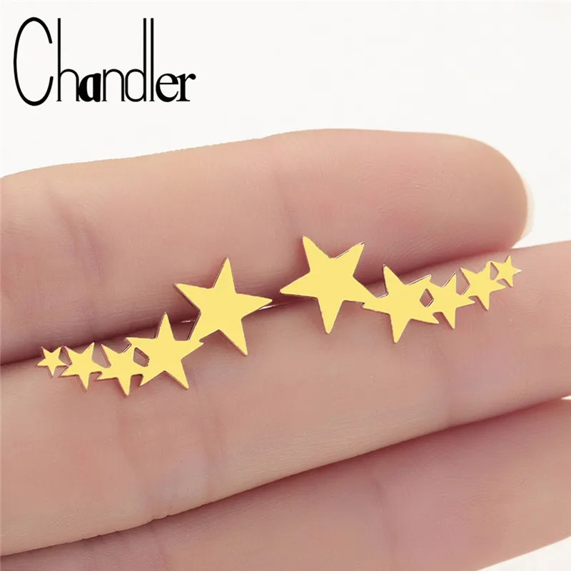 

Chandler 2019 Latest Design Brand Earrings Female Models Five Stars Earrings For Women Ear Climber Celestial Birthday Gift