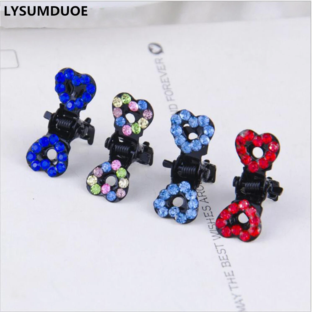 

LYSUMDUOE Fashion Claws Accessories Crystal Cute Heart Shape Mini Bridal Hair Claw Clamp Hair Clips Pins Jewelry Accessory