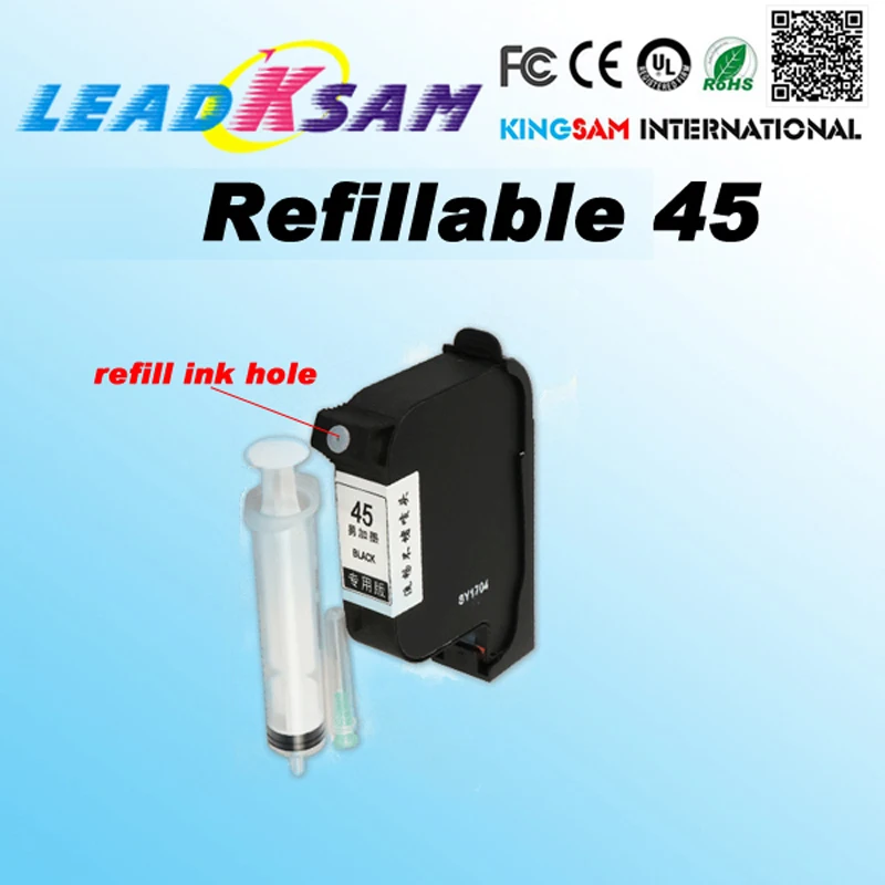 1x Refillable ink cartridge compatible for hp45 51645A for 45 CAD Graph