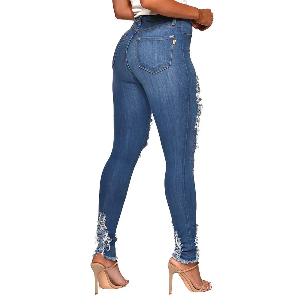 Tsuretobe стильная рваность джинсы с кисточками Женские повседневные джинсы средней талии узкие брюки женские облегающие длинные брюки на пуговицах женские