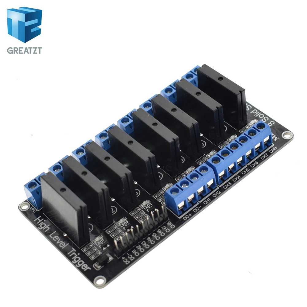 

1pcs GREATZT 8 Channel 5V DC Relay Module Solid State High Level SSR AVR DSP for Arduino