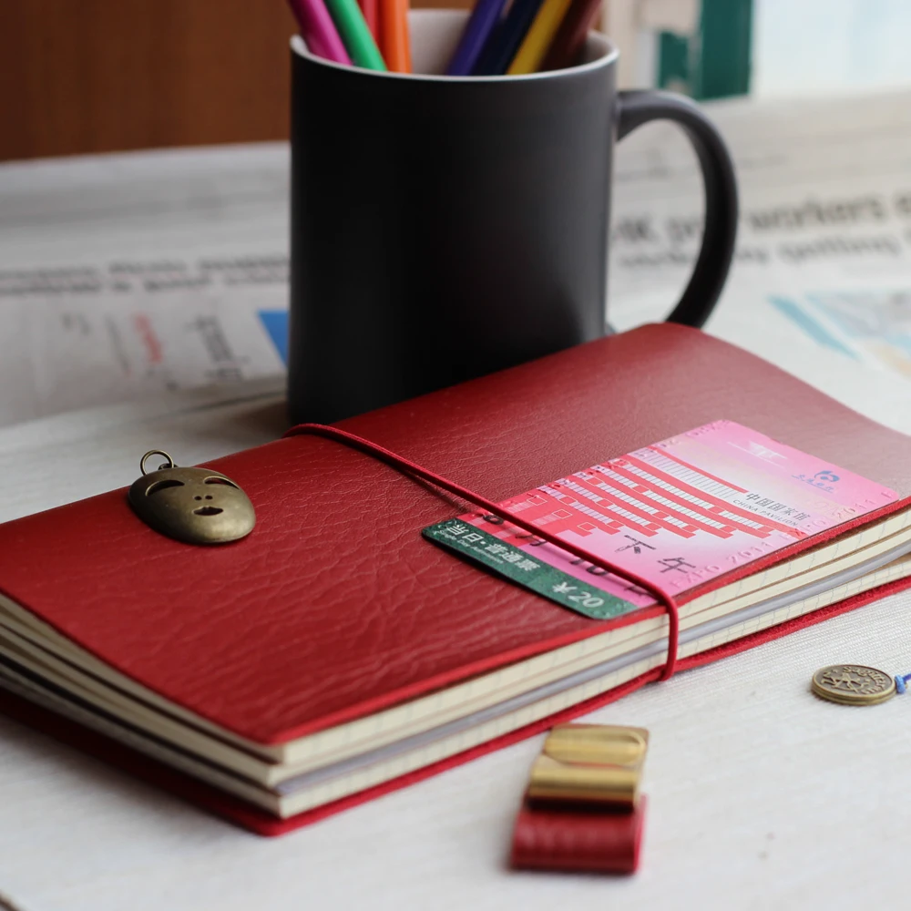 vintage portable leather traveller notebook fine classic travel planning notebook
