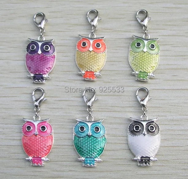 

Free shipping 47x17mm Pendant Charms mixed Pendants with Lobster Clasp owl charms 12pcs per lot