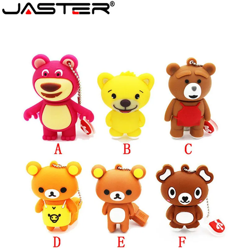 

JASTER Cartoon animal bear model usb flash drive usb 2.0 cute keychain memory stick pendrive 4gb 64gb 16gb 32gb free shipping