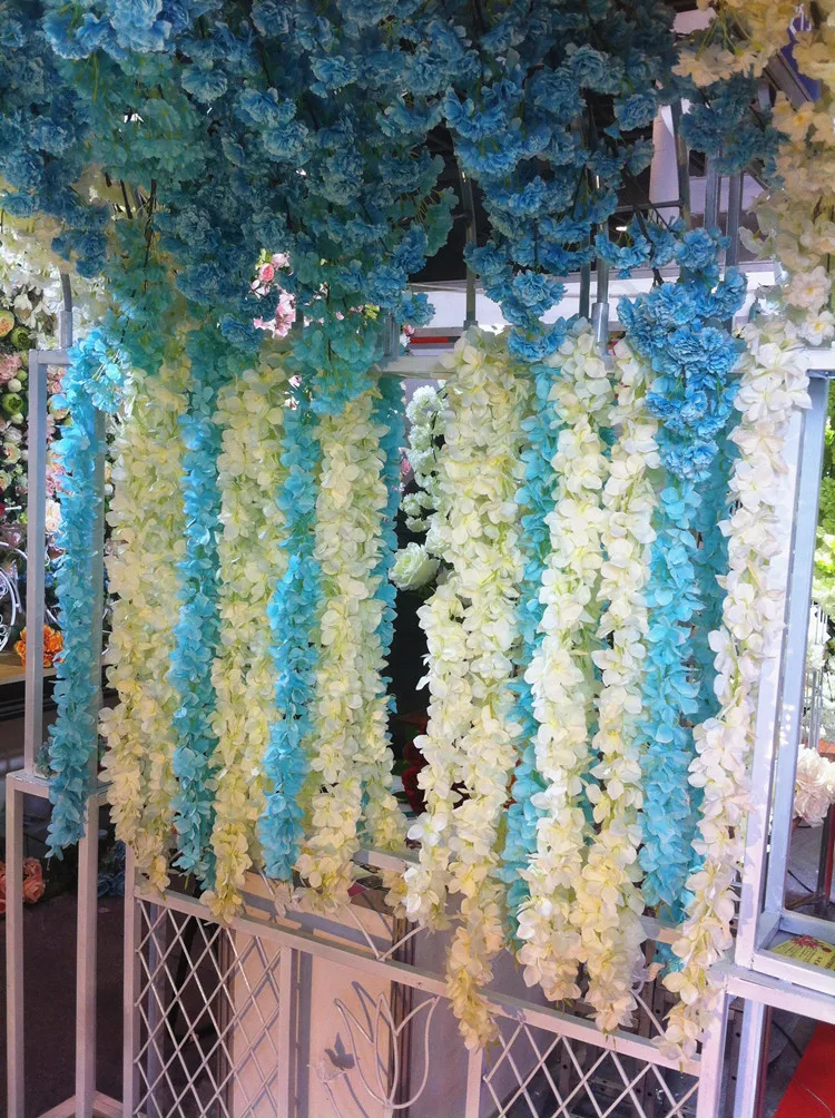 200 см длинный искусственный цветок глицинии лоза шелковая Гортензия ротанг DIY Свадьба День Рождения Вечеринка украшения стены фон цветы