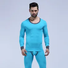 Модальные кальсоны, набор, мужское термобелье, термо-рубашка+ штаны, 2 шт, сексуальный, открывающийся чехол, мужские леггинсы, одежда на осень и зиму