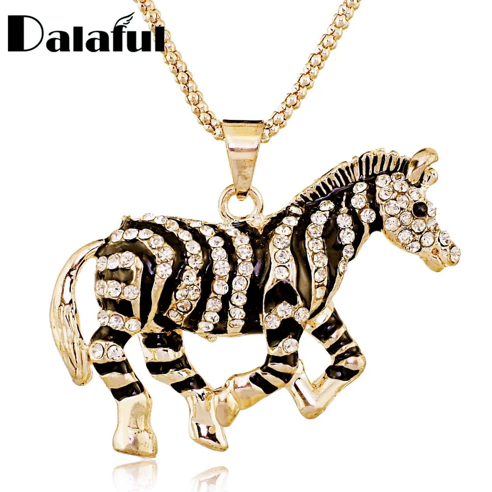 Pretty Zebra Horse Necklace Crystal Exquisite Amazing Long Chain Necklaces Pendants For Women Best Gift M289