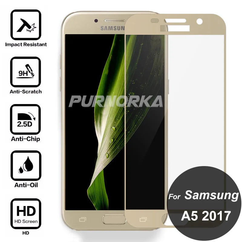 Для samsung Galaxy A5 2017 полное покрытие Экран протектор Закаленное стекло 9h