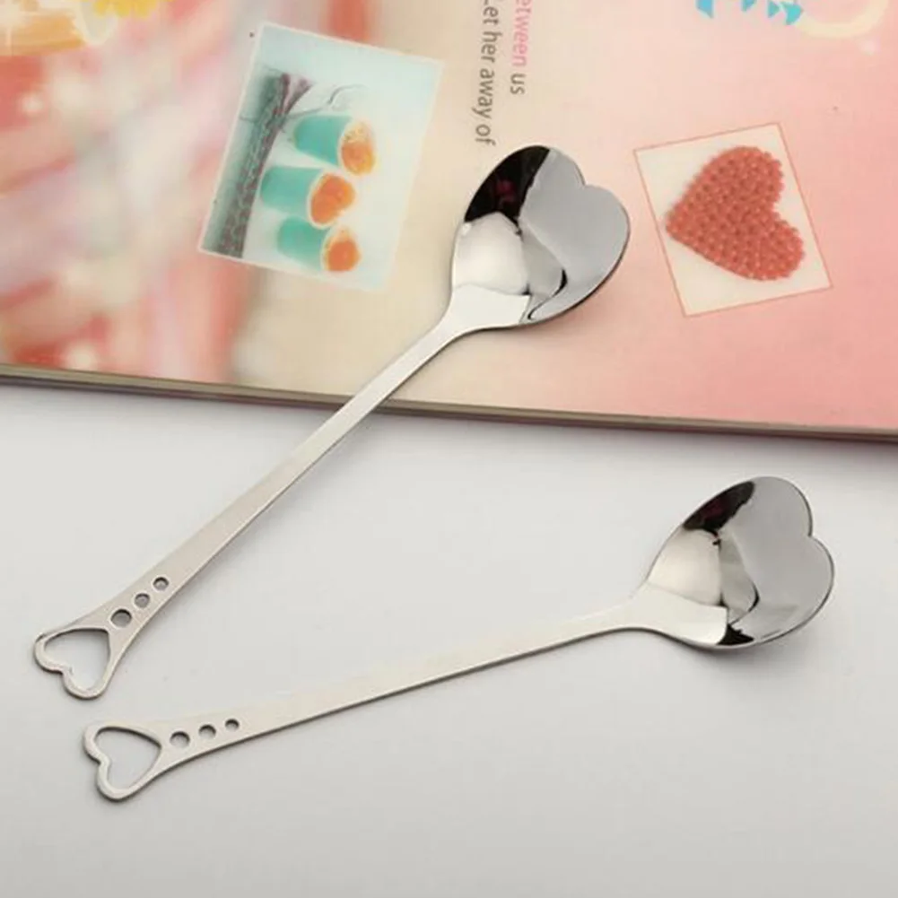 

Heart shaped love couple spoon Creative stainless steel coffee stiring spoon With heart-shaped handles Can be hung