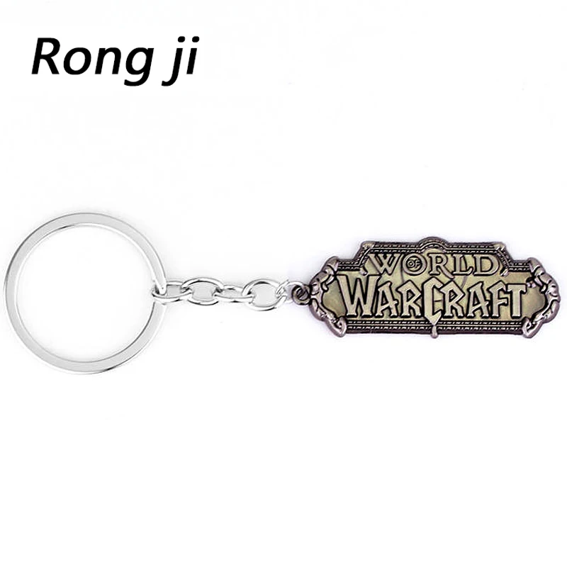 

rongji jewelry WOW Keychain world warcraft logo Metal Keyring for women and man