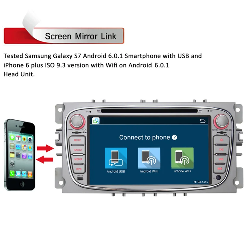 Discount 7 Inch HD Android 8.1 Car Stereo Radio GPS Navigation Audio for Ford Focus / Mondeo / S-max / C-max / Galaxy With Canubus 3