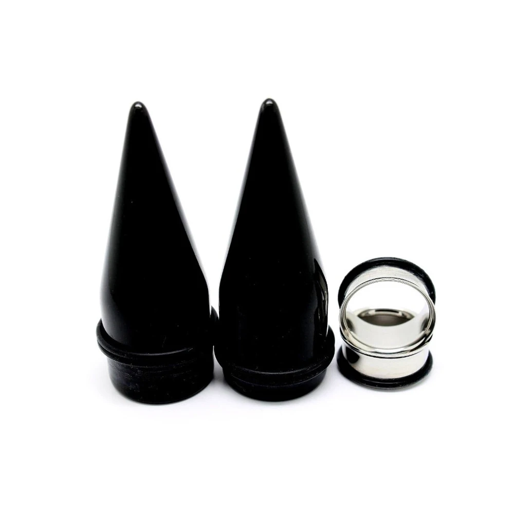 6pair Giant Size Stainless Steel Single Flared Tunnel & Acrylic Stretcher Ear Taper Kit Earring Gauge Plug Piercing Body Jewelry body jewelry body piercing jewelry ear piercing jewelry body piercing earrings body piercing kit ear taper earrings piercing jewelry