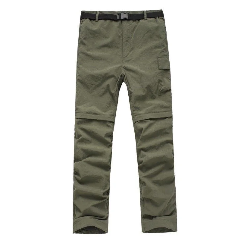 Весна Лето, отстегивающиеся уличные водонепроницаемые походные брюки, мужские спортивные брюки для альпинизма, ветрозащитные треккинговые брюки PN08 - Цвет: ArmyGreen