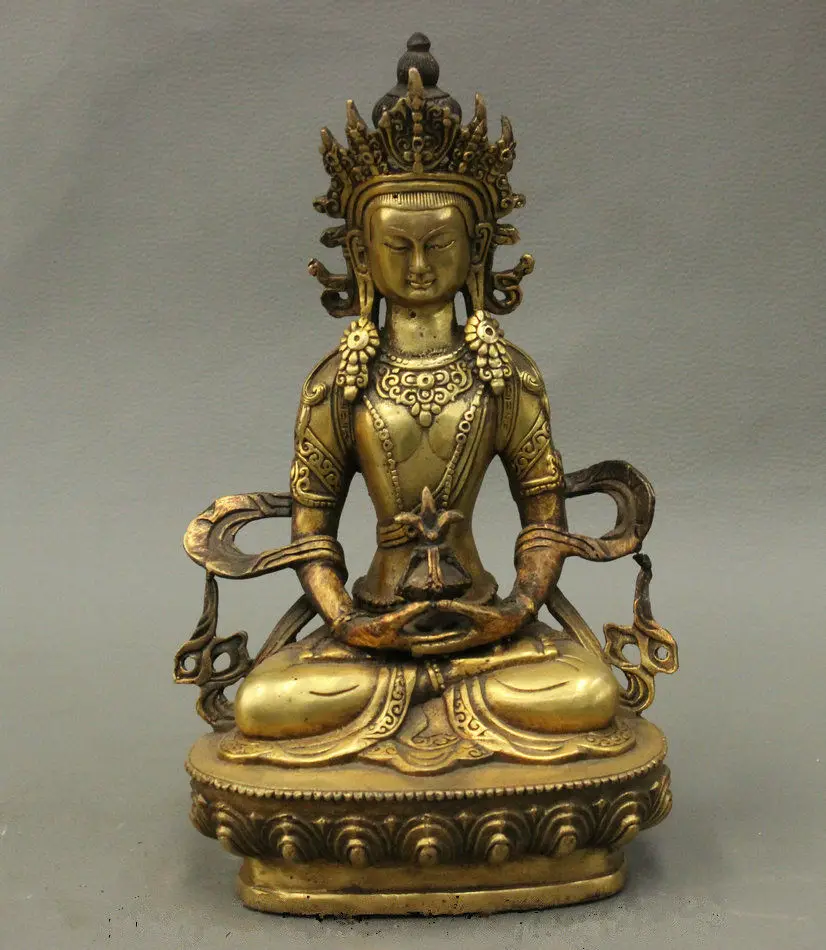 Tibet Tibetan Buddhism Bronze Longevity Buddha Amitayus Goddess Lotus
