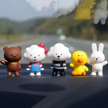 

5Pcs/Set Car Ornament Cartoon Cloud Doll Bear Trim Decorative Pattern Pasted Auto Dashboard Stickup Decoration Accessories Gifts