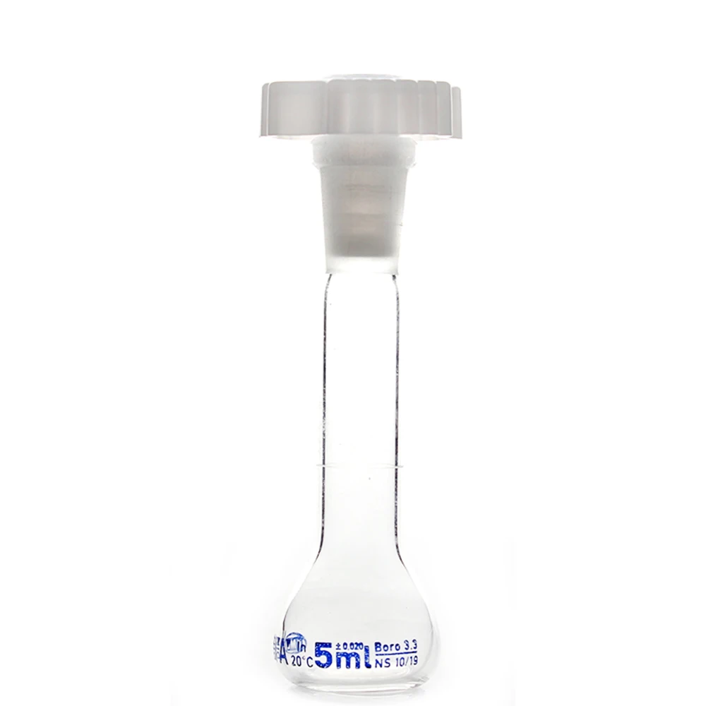 5ml Transparent Lab Borosilicate Glass Volumetric Flask with plastic Stopper Office Chemistry Clear Glassware Supply | Канцтовары для