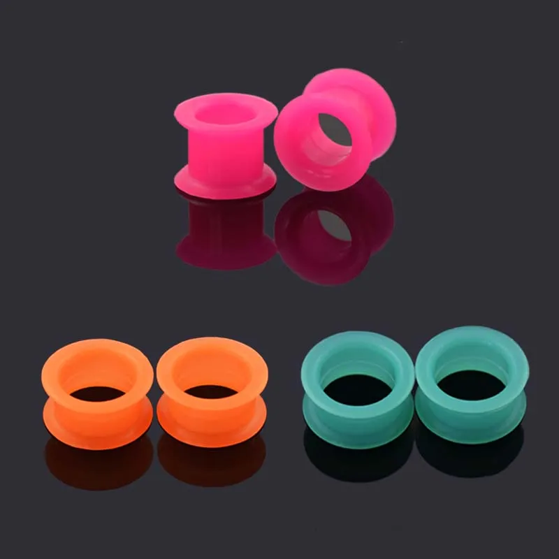 6 25mm Silicone Flexible Ear Plugs and Tunnels Double Flared Ear Tunnel