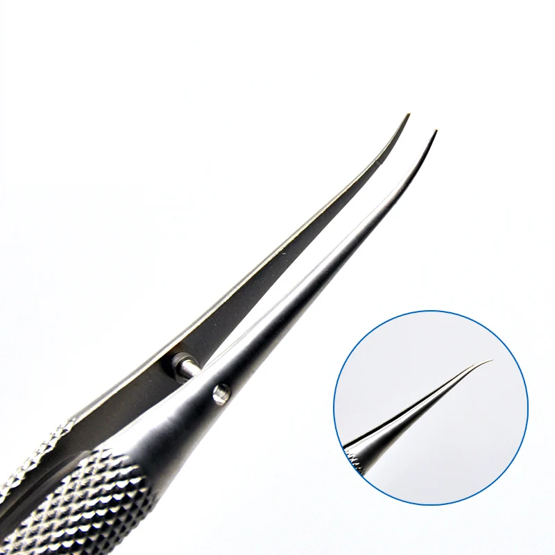 

11cm Stainless Steel Round Handle Micro Tweezers Eyelid Tweezers Tooth Platform Ophthalmic Instruments Surgery Tools