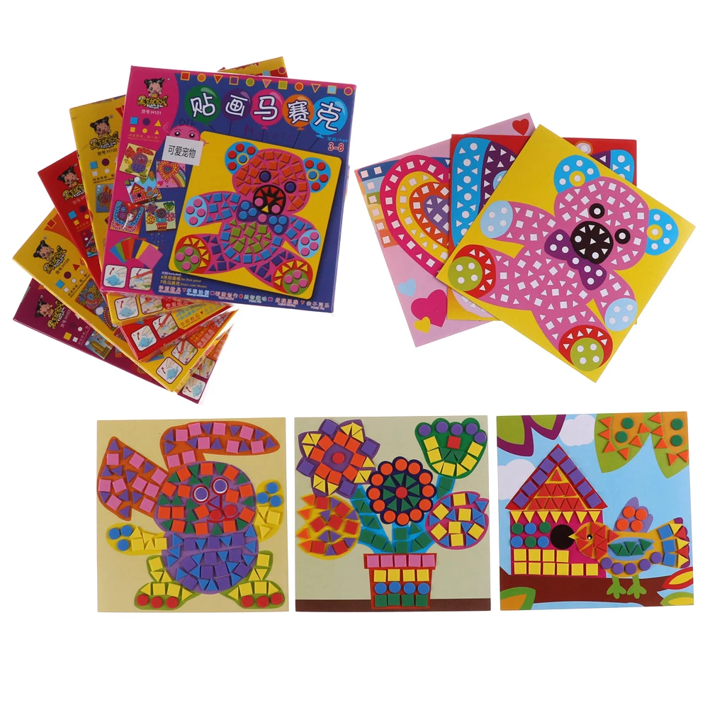 New 6pcs/set Puzzle Stickers 3D Eva Foam Craft Sticker Self adhesive