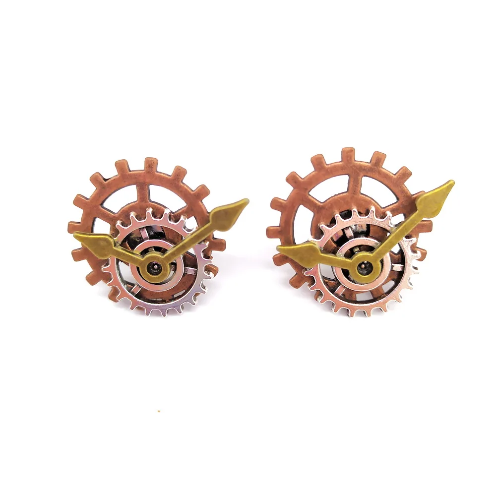 

Vintage Gears and Clock Pointer Steampunk Stud Earring