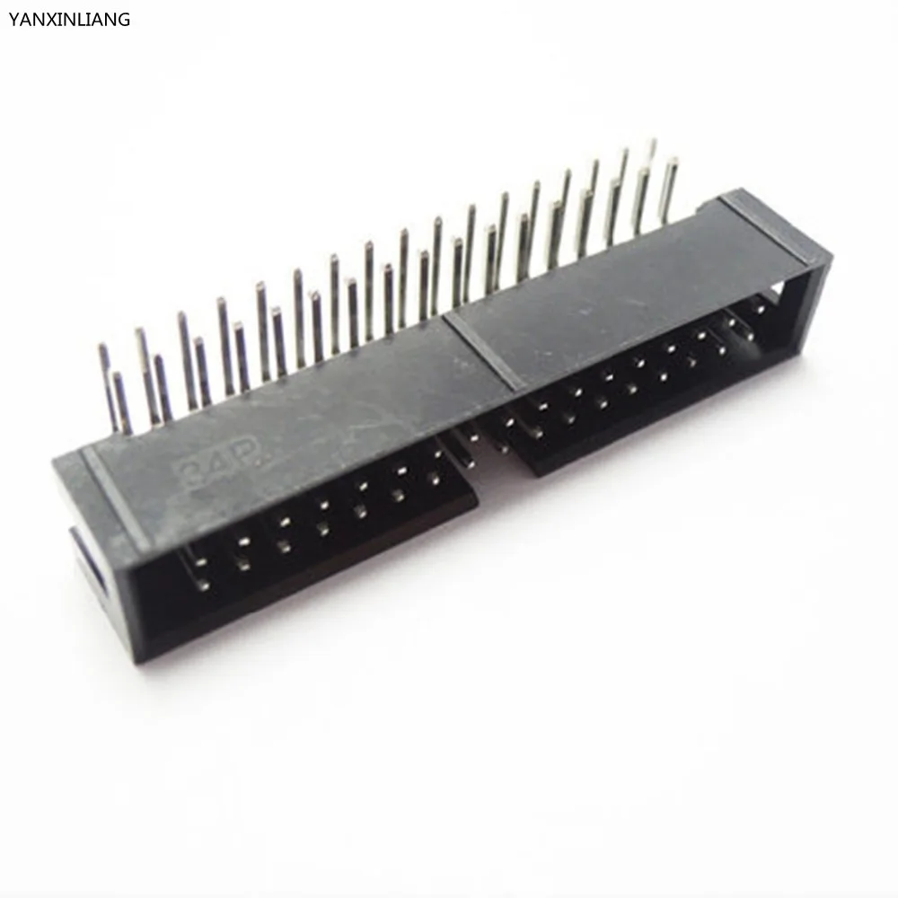 

20PCS Pitch 2.54mm 2x17Pin DC3 34 Pin Right Angle Male Shrouded PCB IDC Socket Box Header