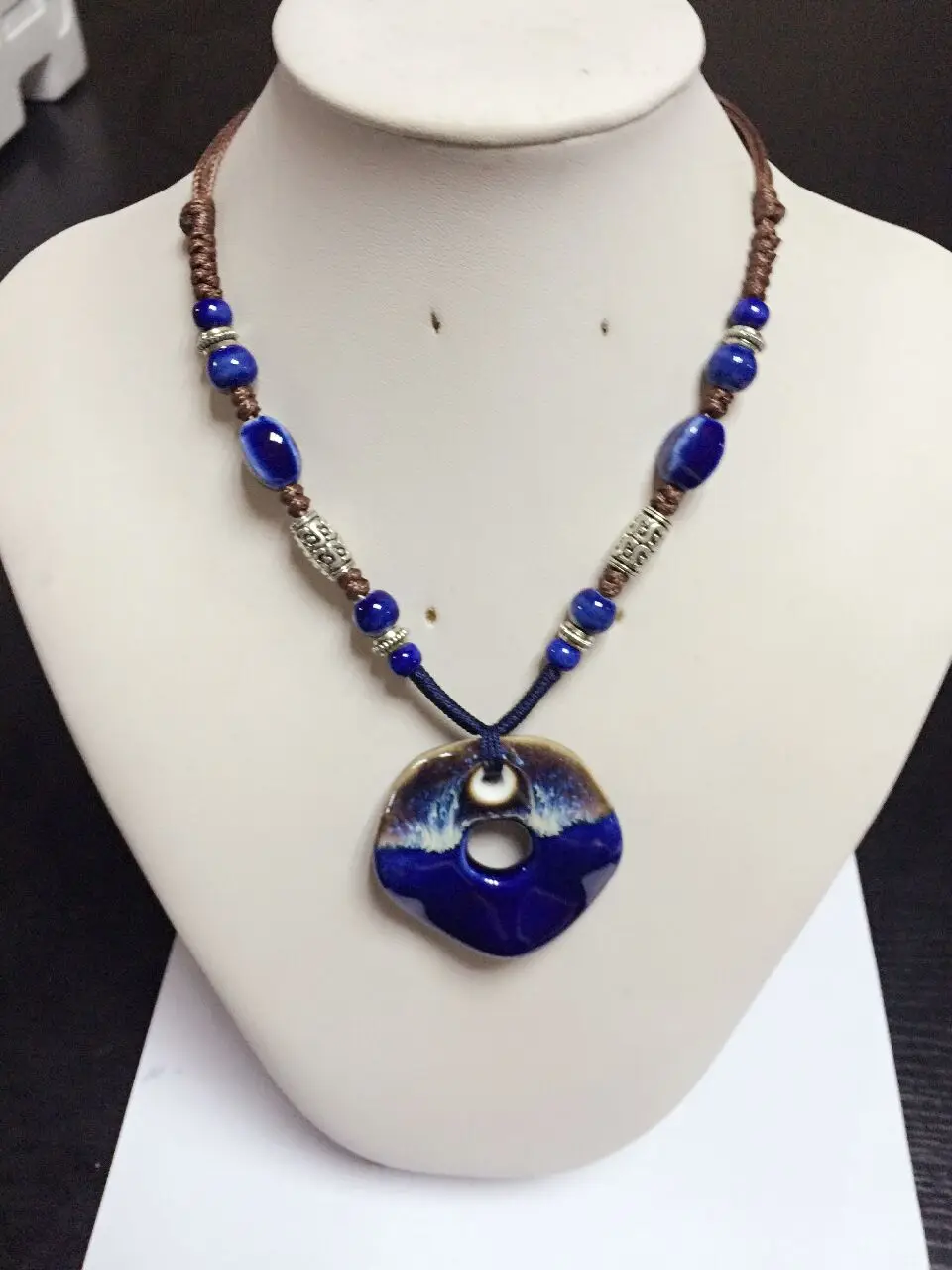 

rope desig bead pendant ceramic necklace 2016 christmas gift jewelry wholesale