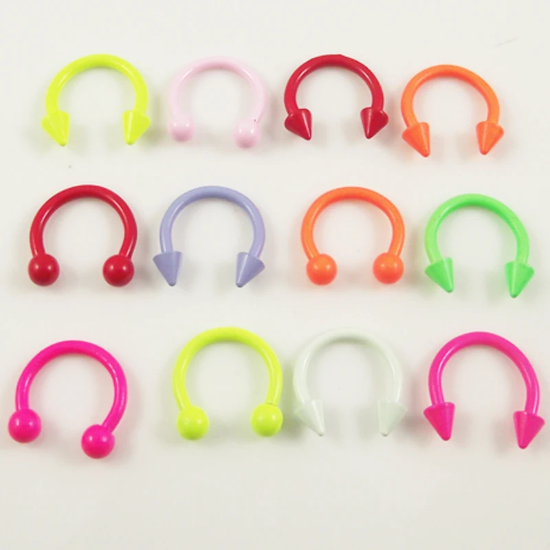 

5Pieces/lot Stainless Steel Circular Barbell Ring Eyebrow Tragus Earring Noen Candy Color Nose Ring Body Piercing Jewelry