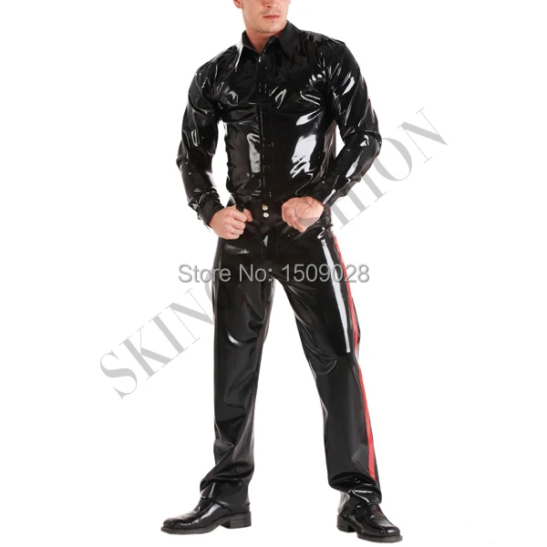 

Free shipping !! Rubber fashion trousers latex pants with waist belt(no tops)