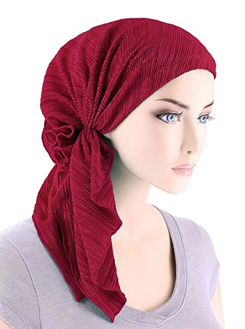 New fashion women ruffle headscarf Chemo Hat Turban Head Scarves Pre