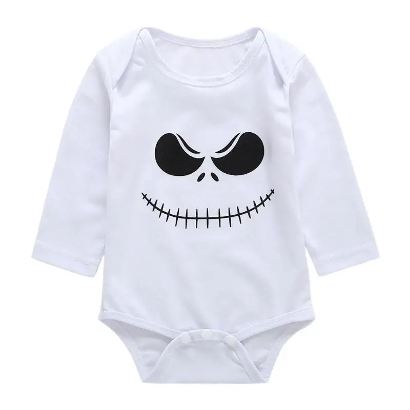 

DAISHUBAOBAO Newborn Baby Spring Romper Funny Print White Jumpsuit Infant O-Neck Clothes Long Sleeve Jumpsuit Cotton Overalls