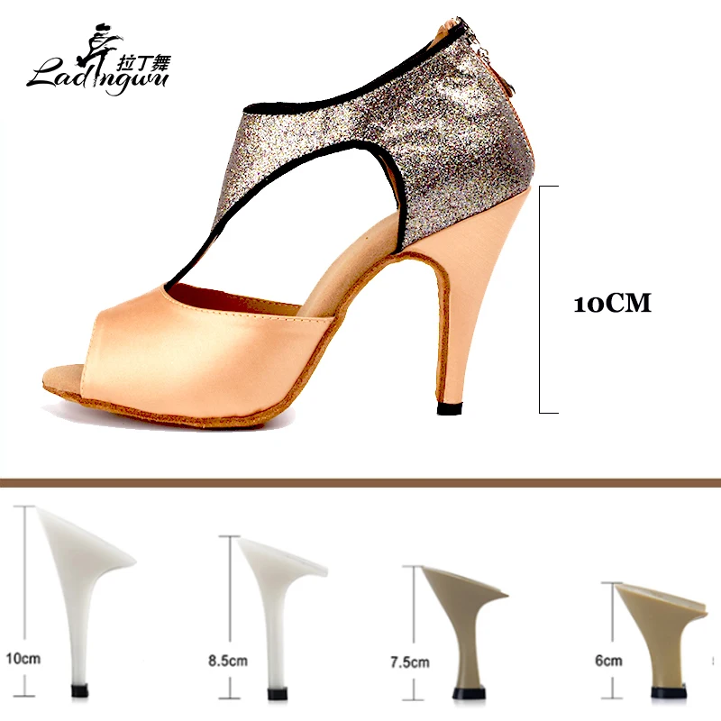 Женская сатиновая квадратная танцевальная обувь на молнии, танцевальная обувь для латинских танцев, сальсы, танцевальная обувь для латинских танцев, женская обувь для выступлений, бальные туфли, Размеры 35-44
