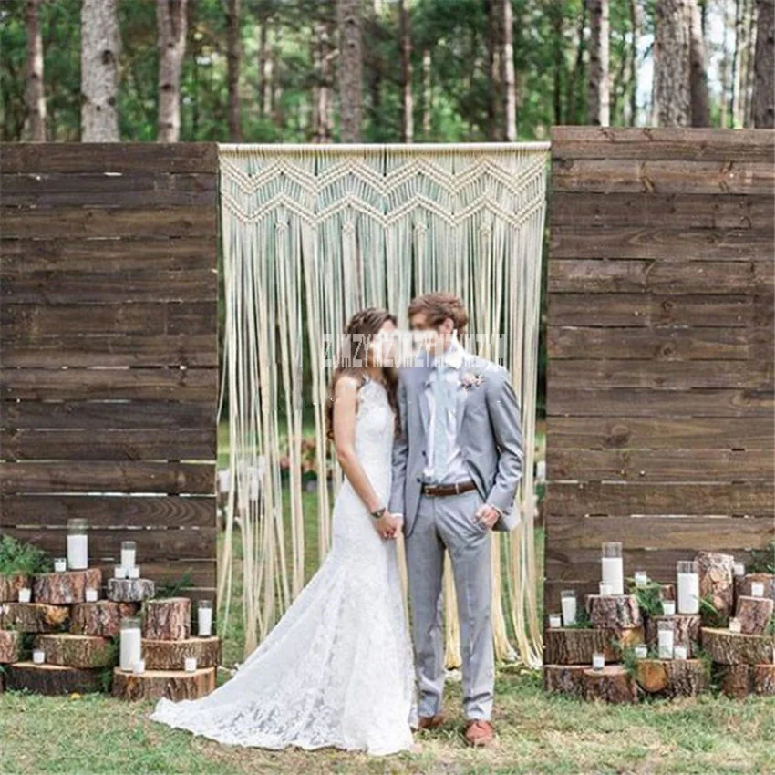 

1.2*2.5m Bohemia Hand-woven Style Rope Wall Hanging Macrame Tapestry Handmade Curtain Wedding Home Window Backdrop Wall