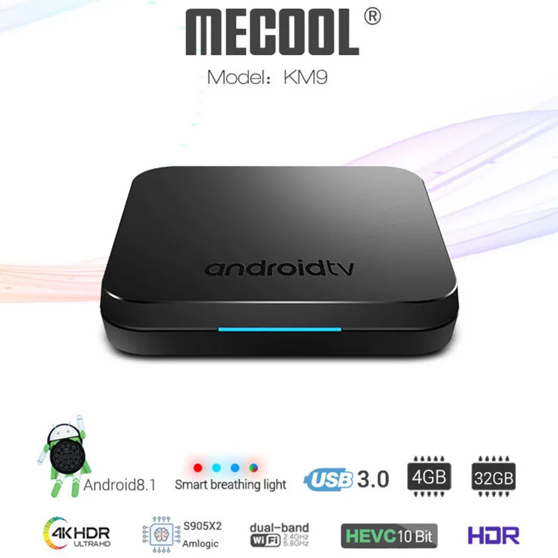 Оригинальный MECOOL KM9 Smart ТВ коробка Android 8,1 Amlogic S905X2 4 ГБ Оперативная память 32 ГБ Встроенная память Bluetooth 4,2 100 м Декодер каналов кабельного