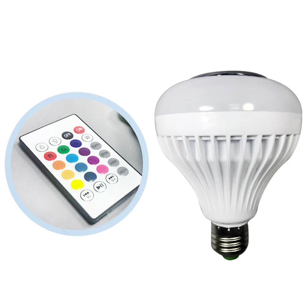 

RGB LED Bulb LED Lamp Wireless Bluetooth Speaker Music Playing AC 220V Dimmable RGBW with 24 Keys Remote 12W