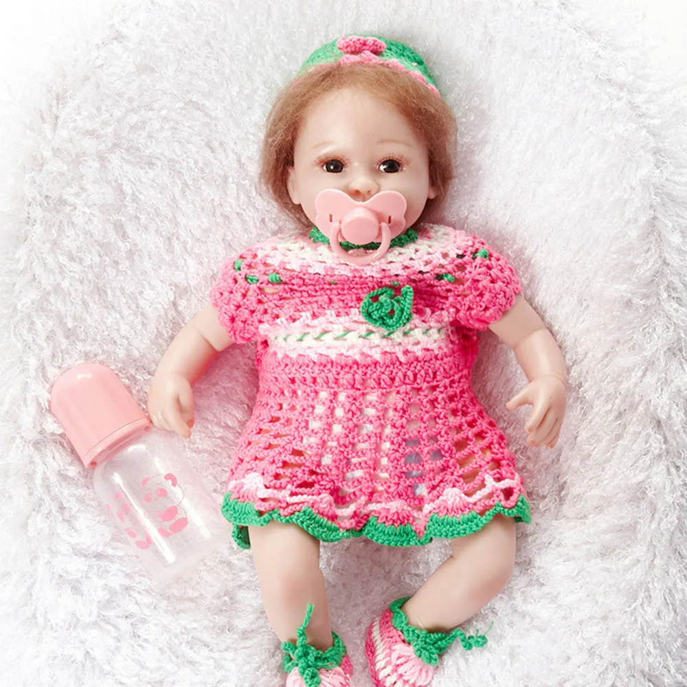 

17 inches Silicone Soft Realistic Reborn Baby Doll Lifelike Girl with Cloth Body Toy Kids Birthday Xmas Gift