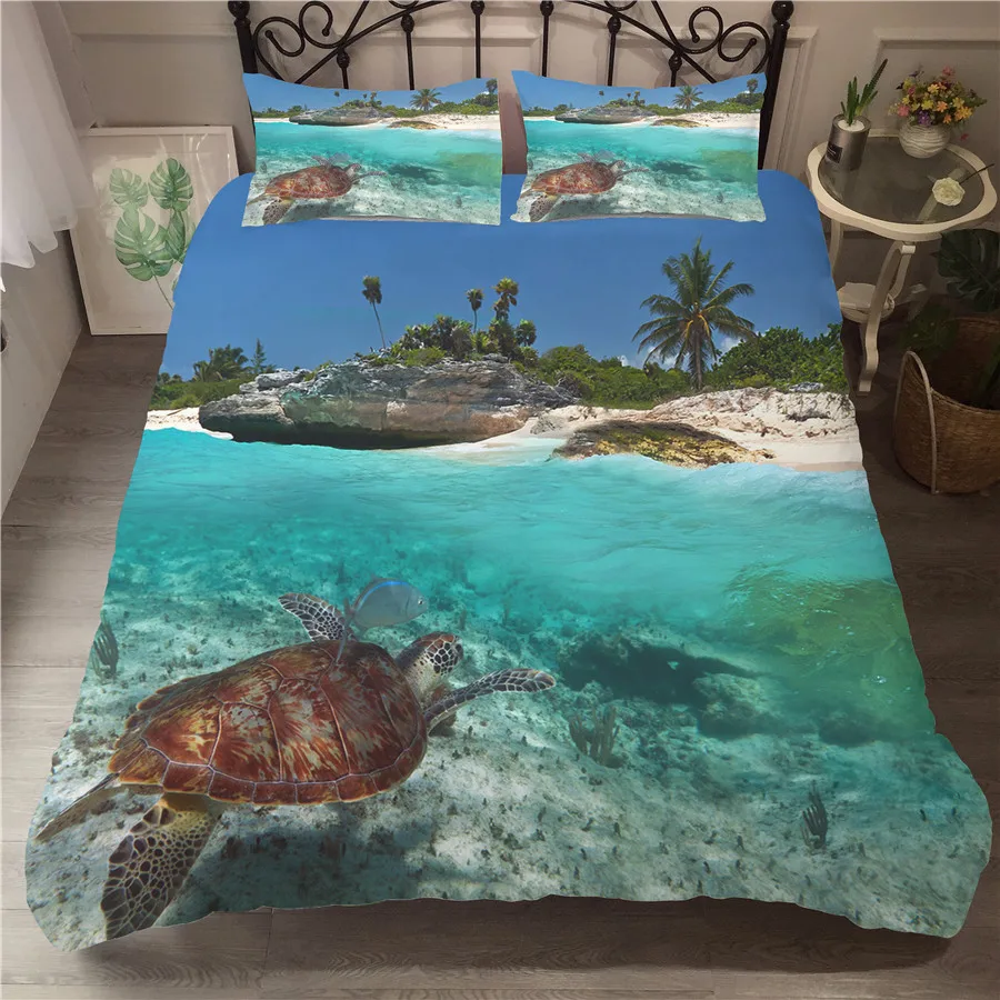 

A Bedding Set 3D Printed Duvet Cover Bed Set Sea Turtle Home Textiles for Adults Bedclothes with Pillowcase #HG06