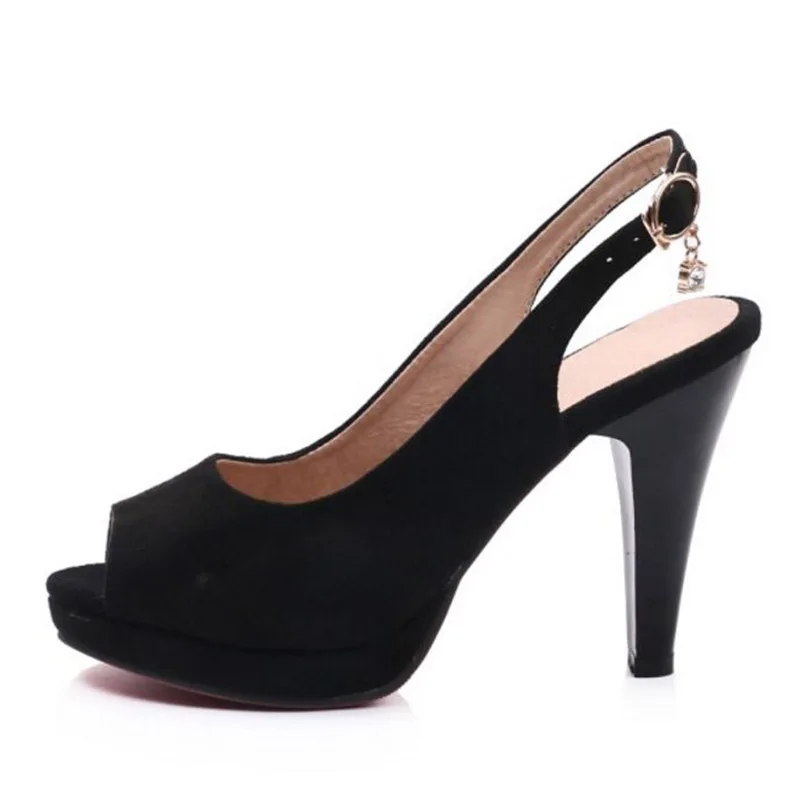 RAZAMAZA موجزة النساء زقزقة اصبع القدم الصنادل مشبك بلون عالية الكعب الأحذية حزام الظهر الكريستال الصيف احذية نسائية حجم 34- 43