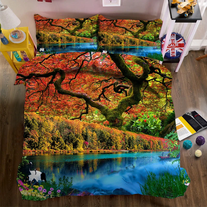 

Lakeside Art Maple 3d effect photo bed linen can be customized photo pattern