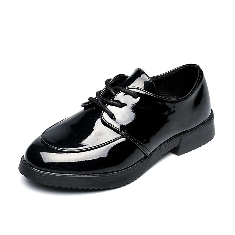 Black Formal Girls Shoes Children Boys Fashion Shoes Lace Patent Girls Leather Flats Sneakers 2018 Girls Wedding Shoes for Kids