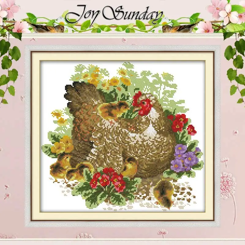 

Chicken mother and chick Cross Stitch 11CT 14CT Cross Stitch Set Wholesale DIY Animals Cross-stitch Kit Embroidery Needlework