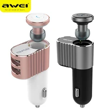 Awei A871BL Wireless Music Earphone Car Charger with Smart bluetooth Earphone Car Bluetooth Earphone for iPhone Huawei Xiaomi LG