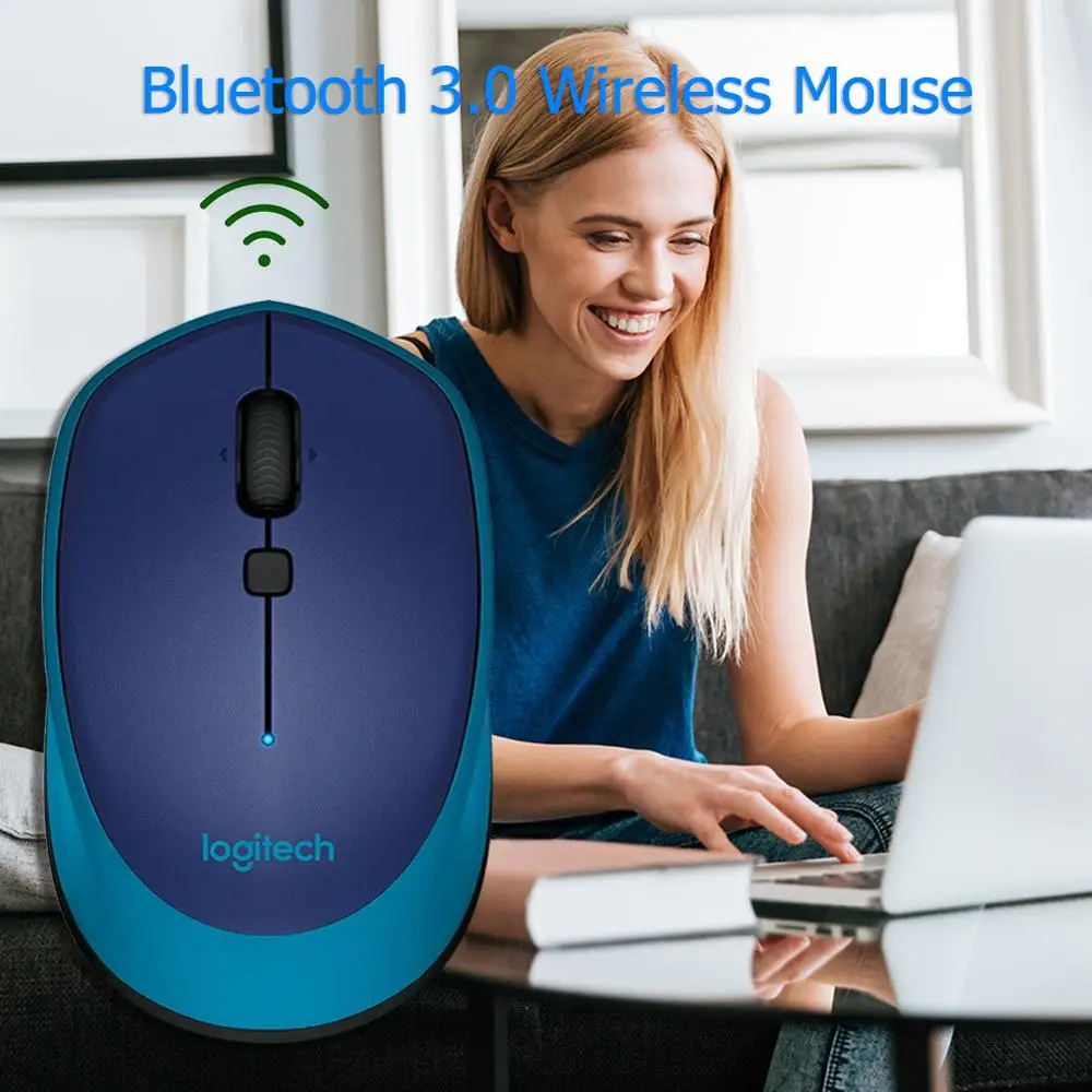 

Logitech M336 Bluetooth 3.0 Wireless Mouse Laptop Mice Curved Shape with Rubber Grip Compact Mobile Design For Windows 7/8/10