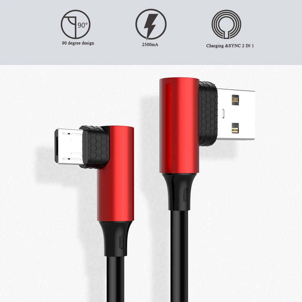 

USB Fast Charging cable USB Type C 90 Degree dual bend Double Elbow Data Cord Cable For iPh For Samsung for Xiaomi for Huawei