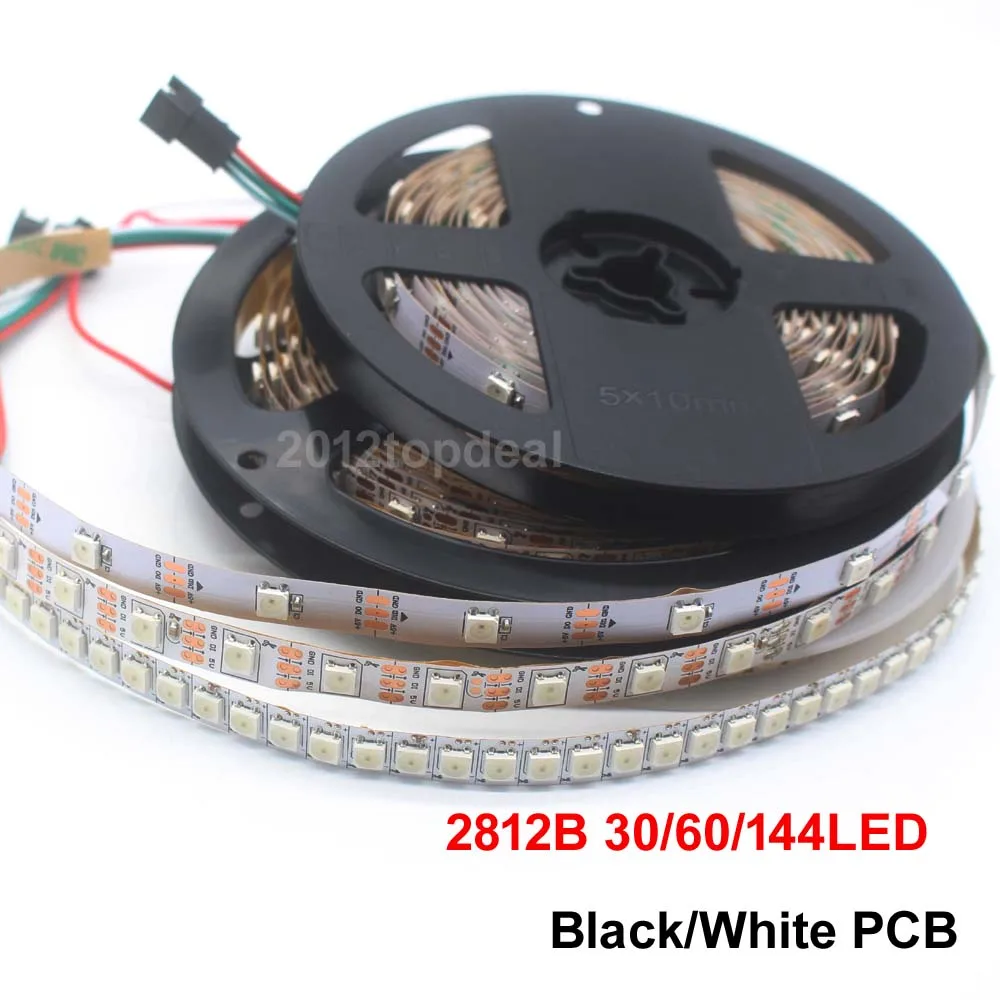 WS2812B 5050 RGB LED Strip 5M 150 300 Leds 60 144LED/M Individual Addressable 5V 