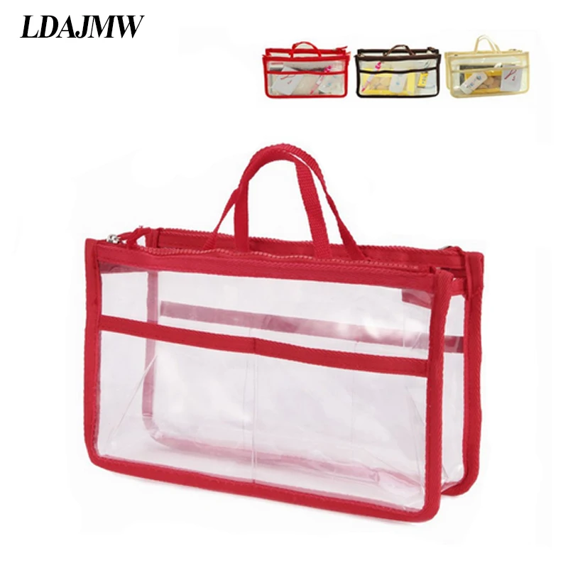 

LDAJMW Travel PVC Transparent Zipper Storage bag Insert Handbag Organiser Dual Bag in Bag Makeup Organizer Cosmetics foreign