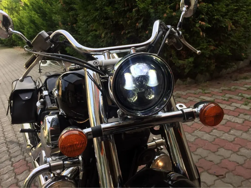 Мотоцикл черный 5-3/" светодиодный свет круглая фара для Harley Sportster 1200 XL хром 5,75 дюймов H4 светодиодная фара