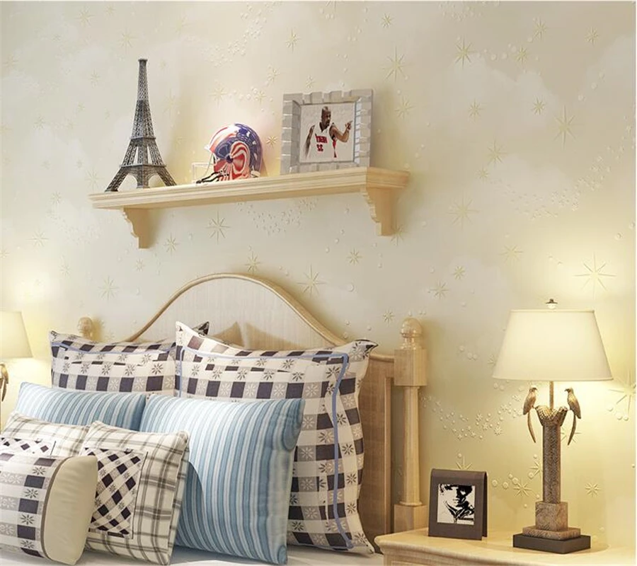 Beibehang Custom wallpaper blue sky clouds stars non-woven 3d wallpaper baby children's bedroom warm wallpapers papier peint Beibehang Custom wallpaper blue sky clouds stars non-woven 3d wallpaper baby children's bedroom warm wallpapers papier peint